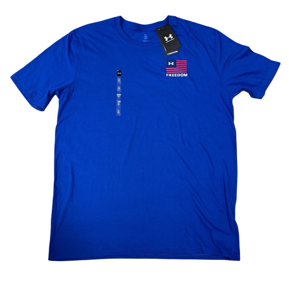 Under Armour UA Freedom Left Chest T-Shirt Men Large Blue 6001862-400 USA Flag